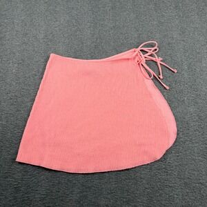 Aerie Pink Ribbed Side Tie Swim Skirt Cover Up Women's XS/S Coral Tulip Hem